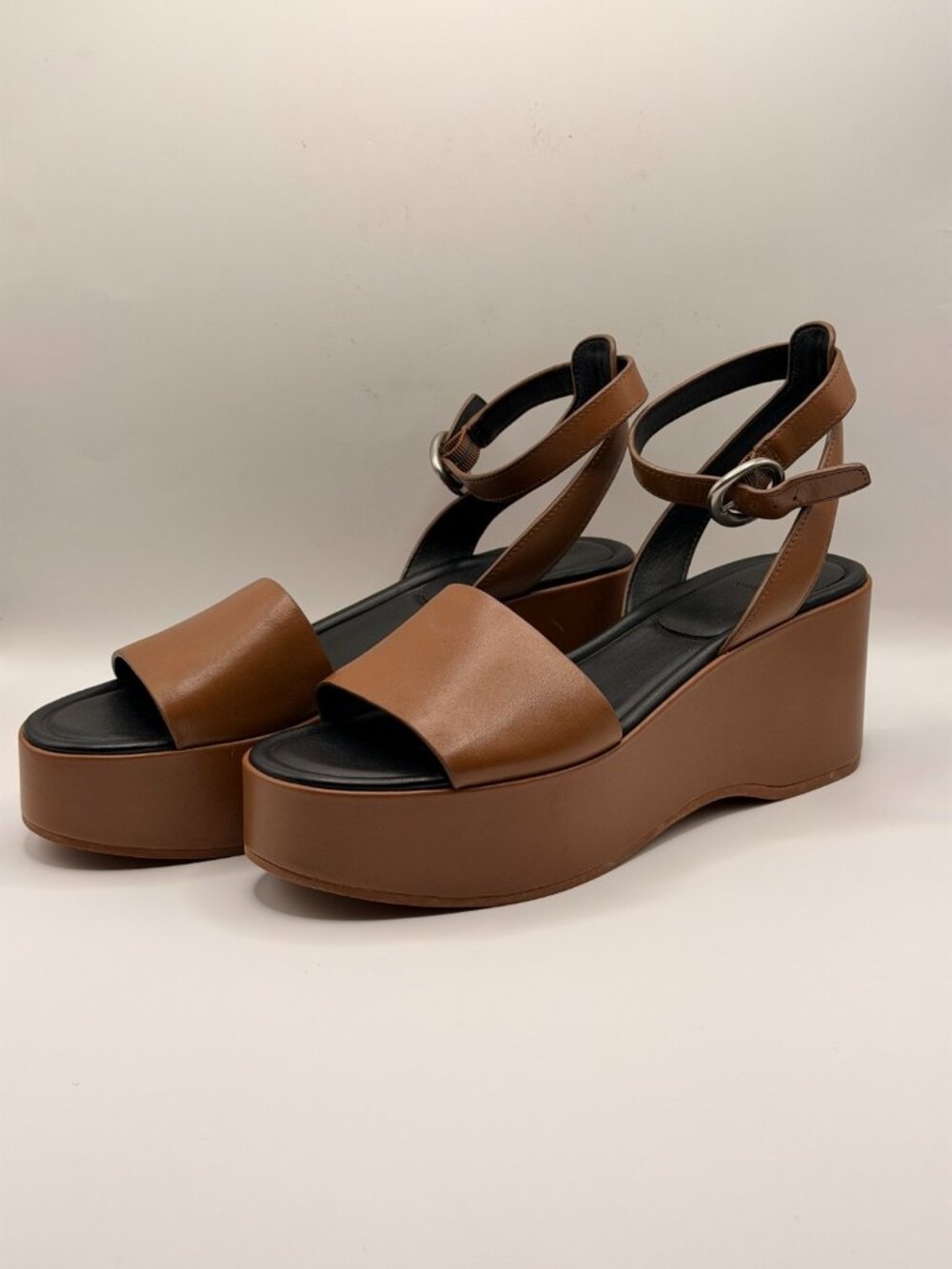 Vince Womens Phillipa Sequoia Brown Leather Platform Sandal Sz 9.5 M